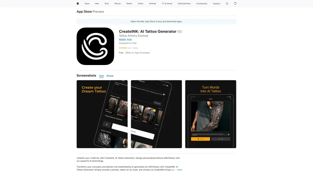 CreateINK: AI Tattoo Generator